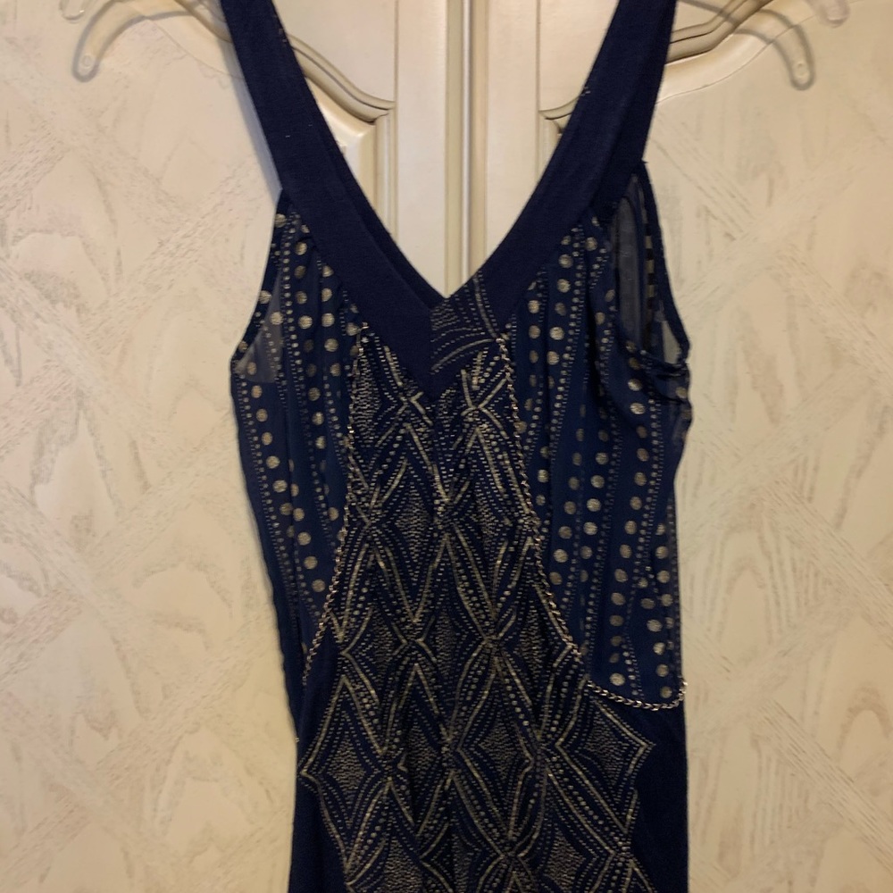 Navy Tank with Gold Print